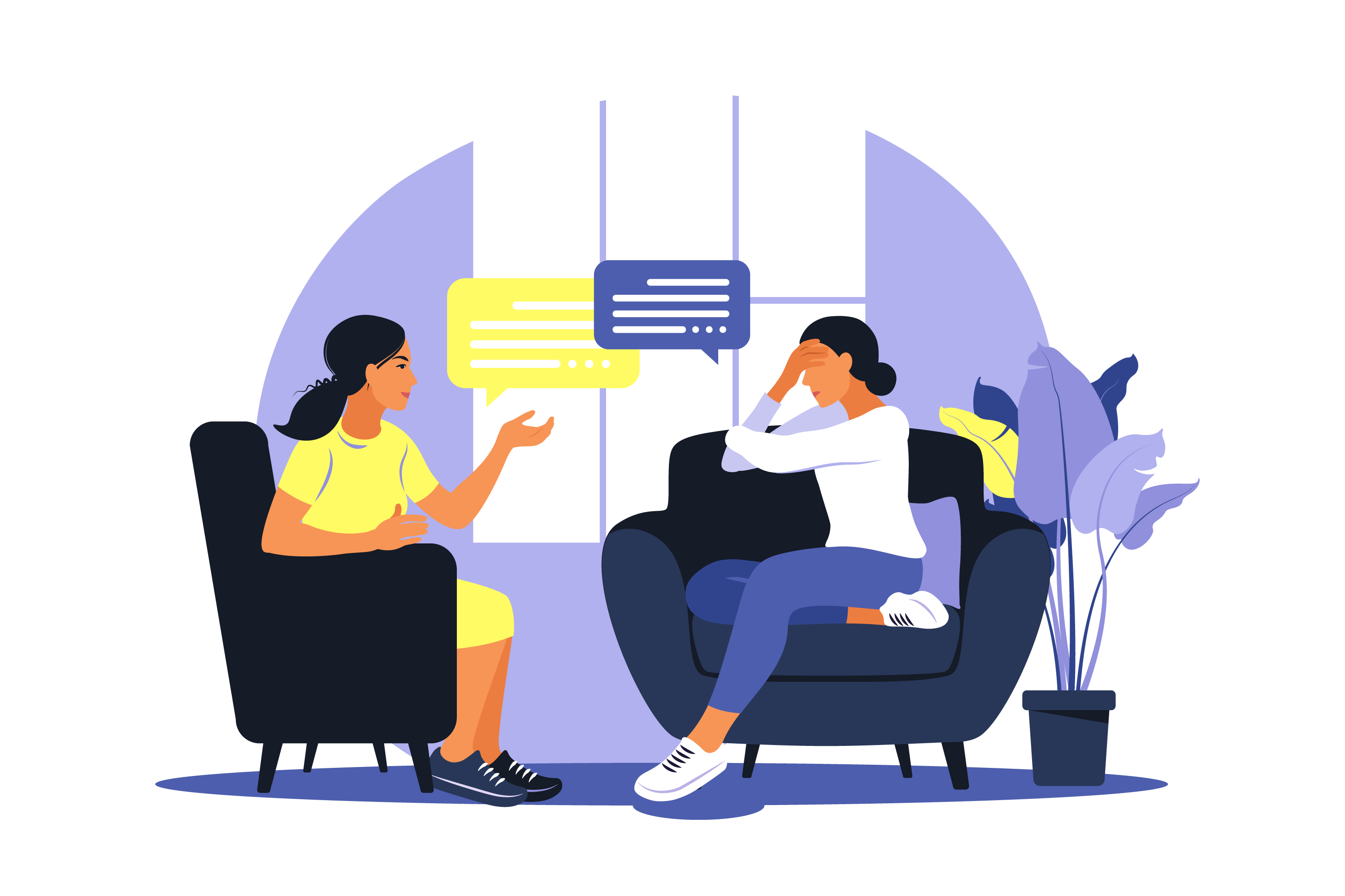 Two friends in a supportive, listening moment